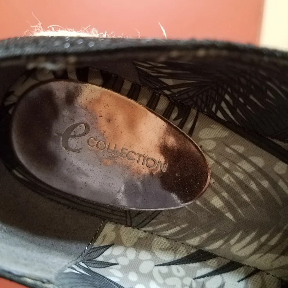 E Collection Black Patent Leather Espadrille Women's Size 8.5W
